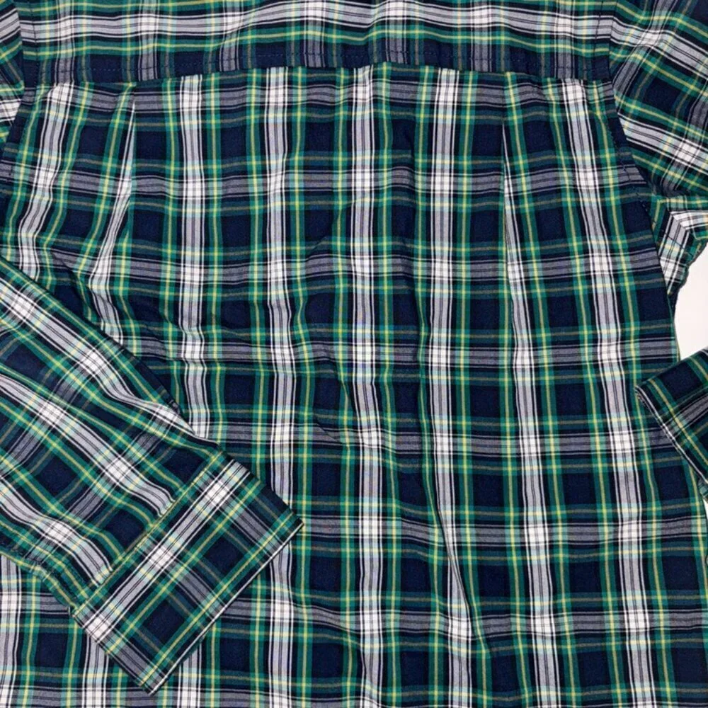 Crown & Ivy Boys Navy Green Tartan Plaid Size 6 Collared Button-Down Belk Preppy